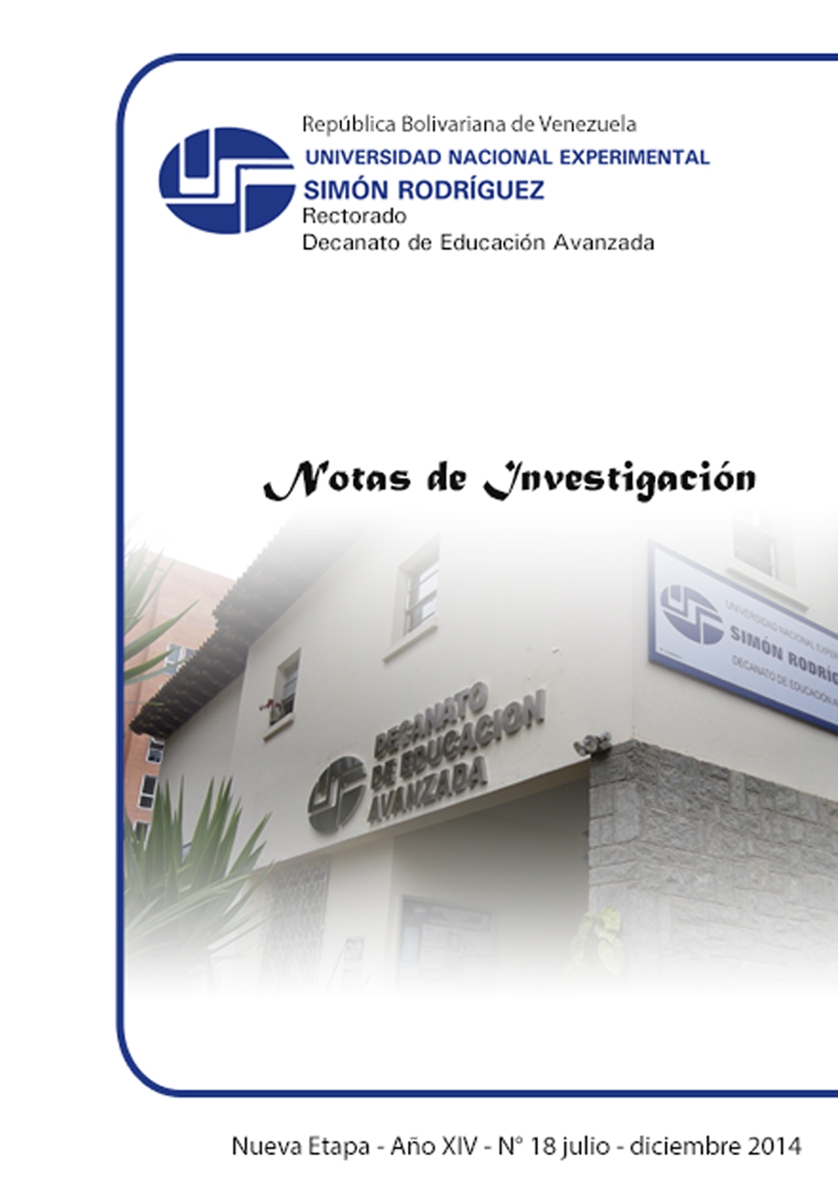 					Ver Vol. 18 Núm. 18 (2014): Notas de Investigación año XIV
				